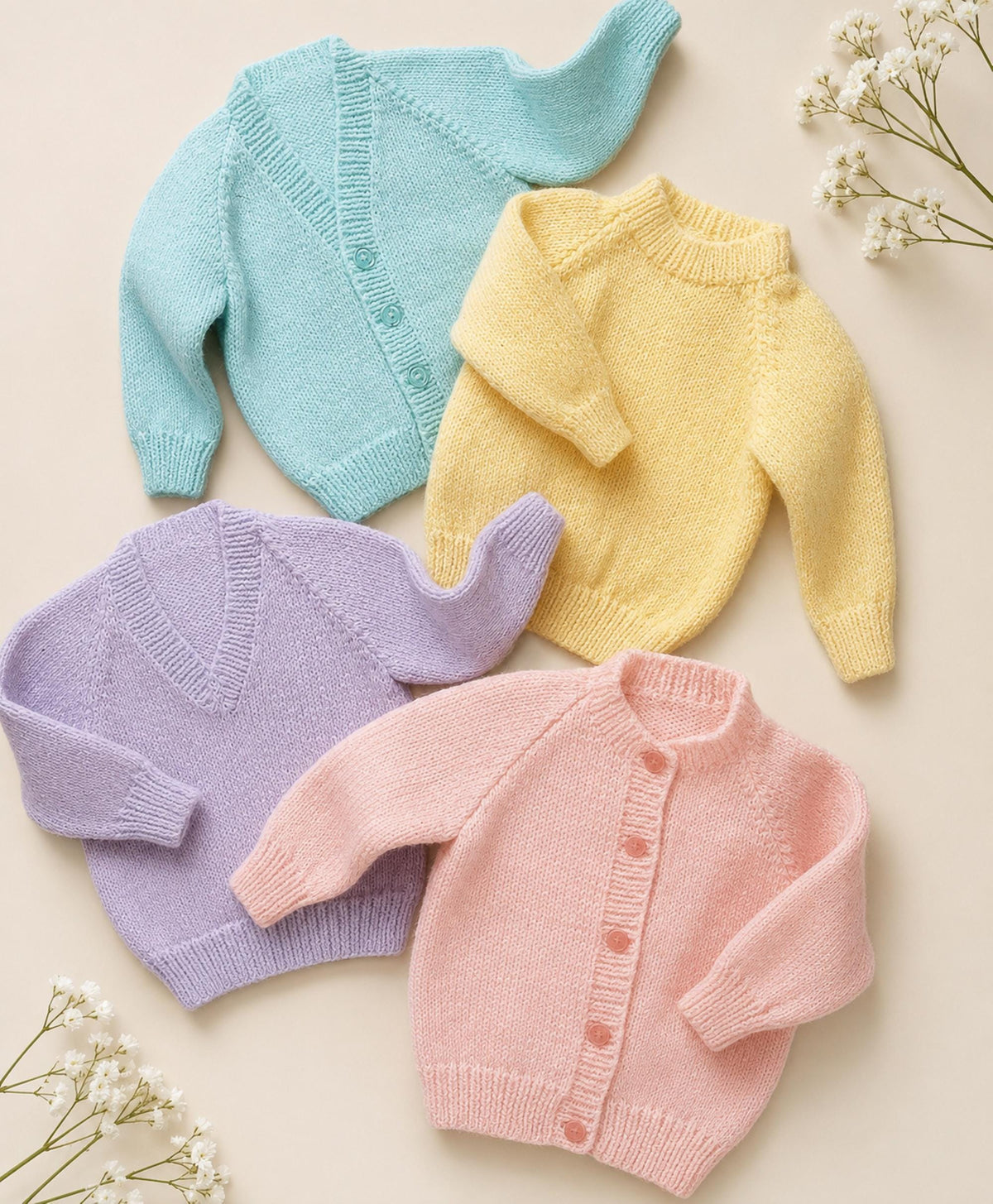 Easy Knit Unisex Plain Cardigan Knitting Pattern PDF Boys Girls Raglan Jacket DK Toddler Premature Baby - Age 8