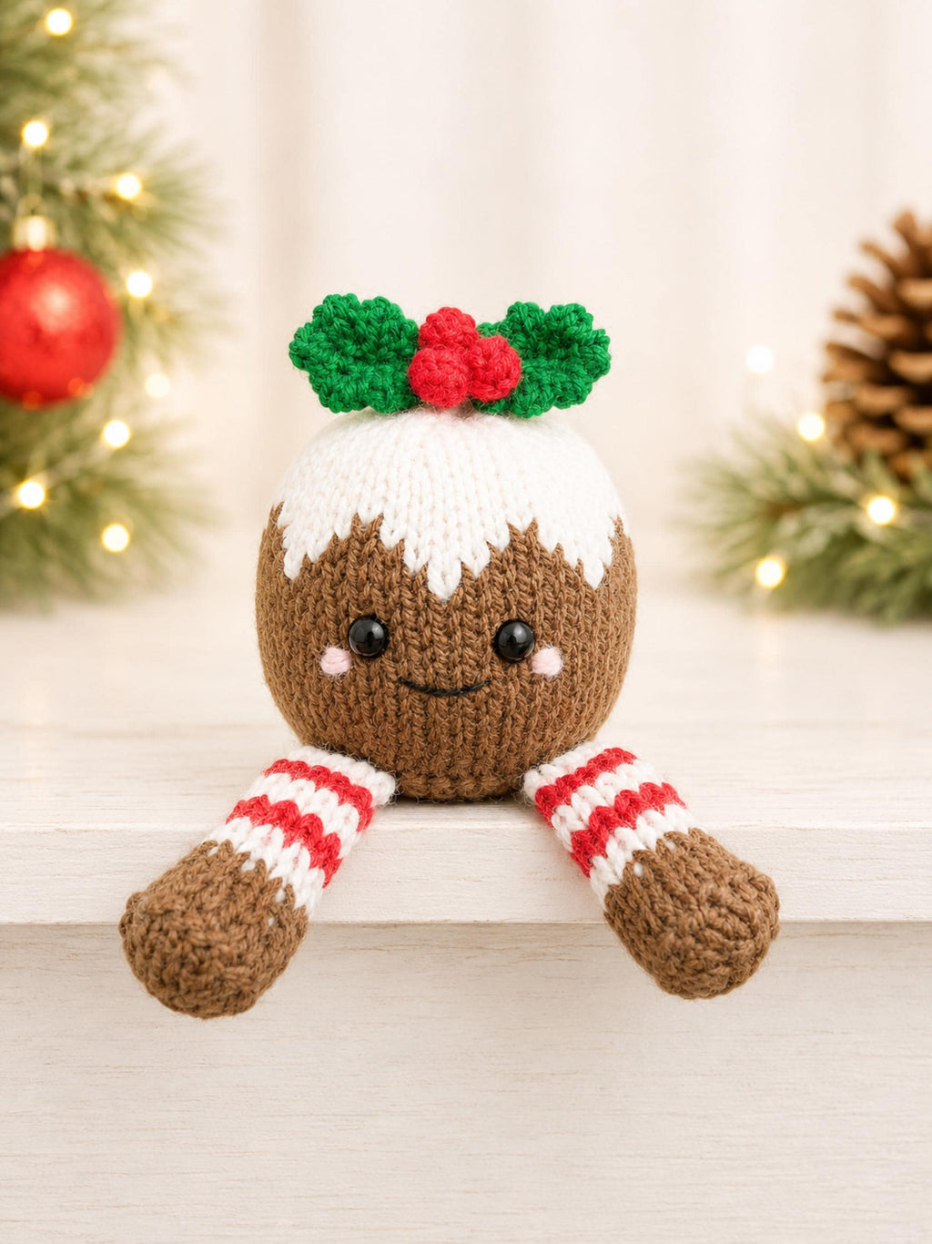 Cute Christmas Pudding Chocolate Orange Cover Knitting Pattern PDF Xmas Food Cosy DK 8ply Download