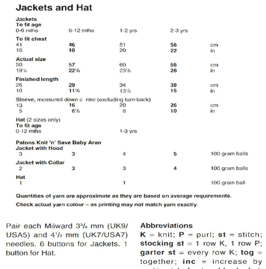 Easy Knit Baby Toddler Aran Jacket and Hat Knitting Pattern PDF Hood or Collar 0–3 Years