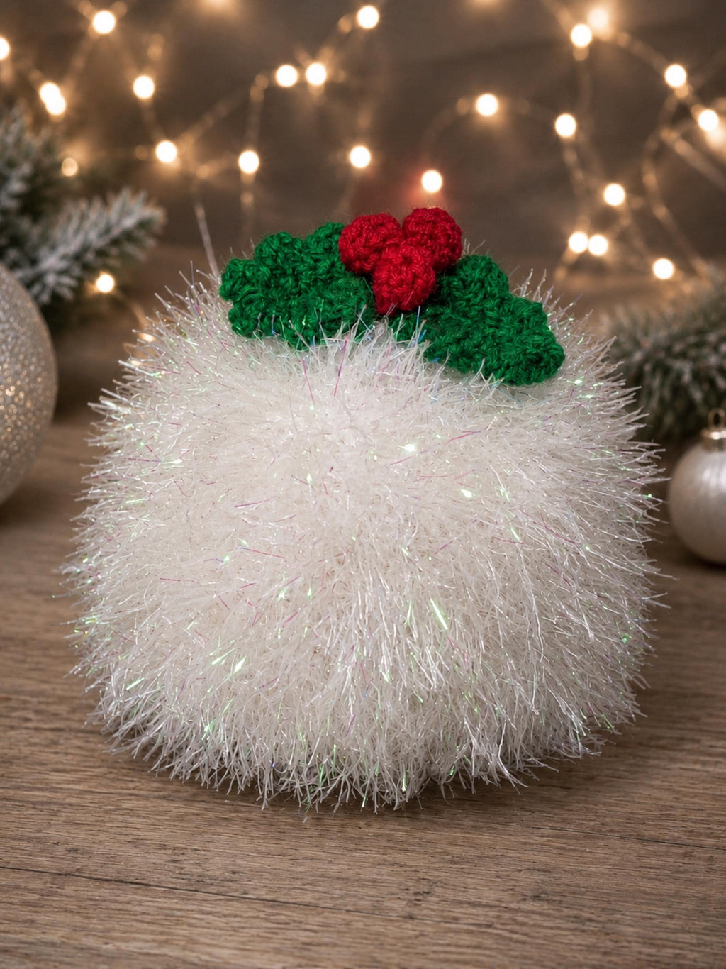 Snowball & Holly Chocolate Orange Cover Knitting Pattern PDF Christmas Food Cozy Tinsel Chunky Download