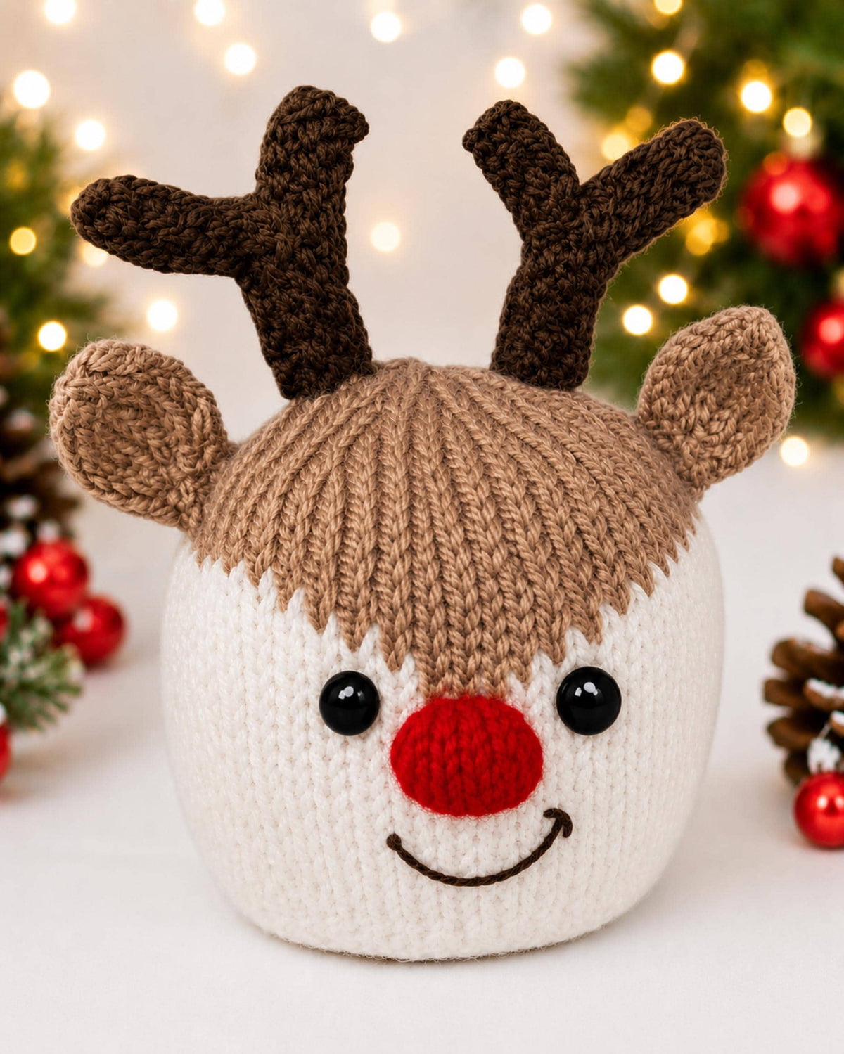 Reindeer Chocolate Orange Cover Knitting Pattern PDF Christmas Food Cozy DK 8ply Download