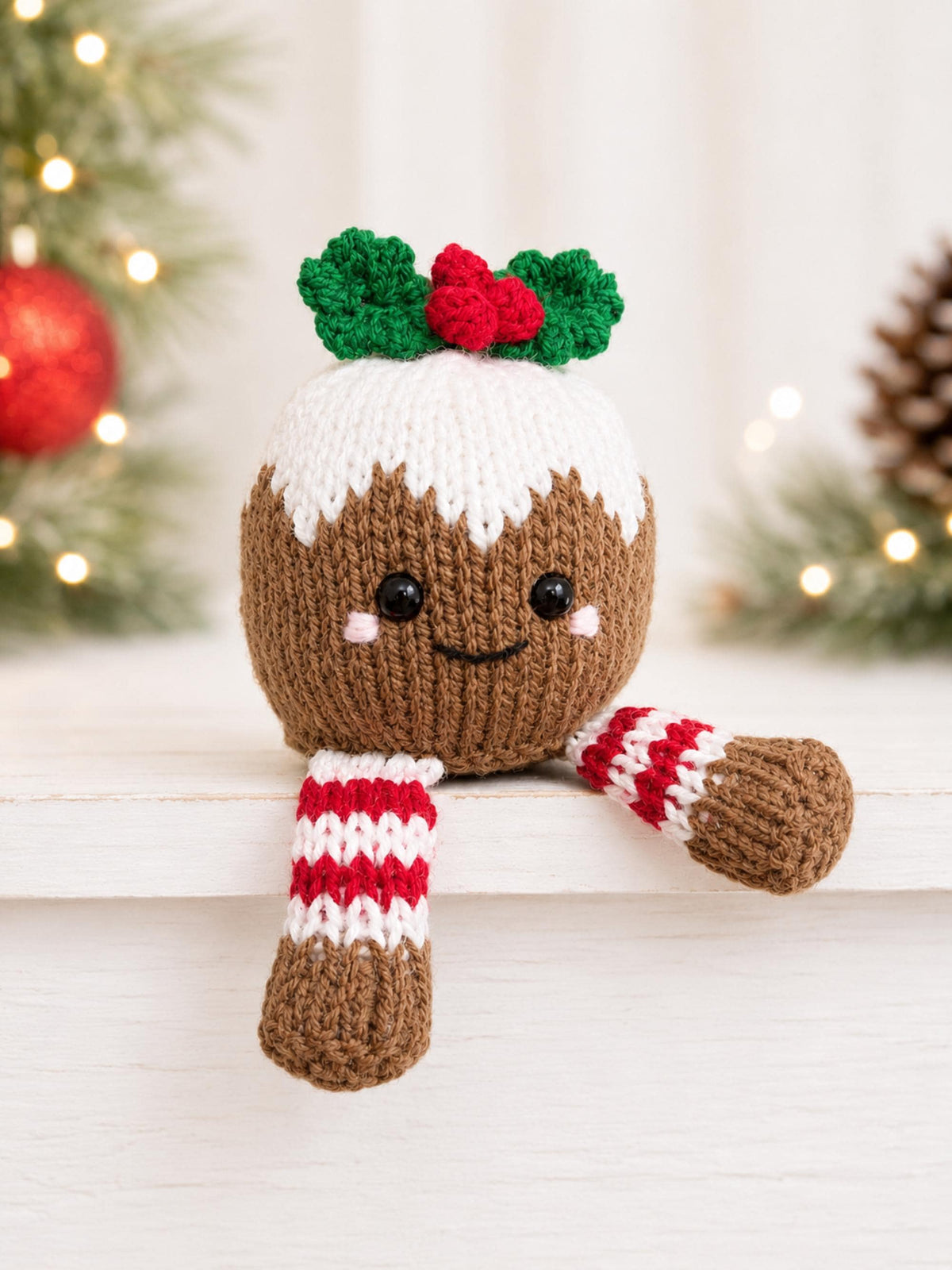 Cute Christmas Pudding Chocolate Orange Cover Knitting Pattern PDF Xmas Food Cosy DK 8ply Download