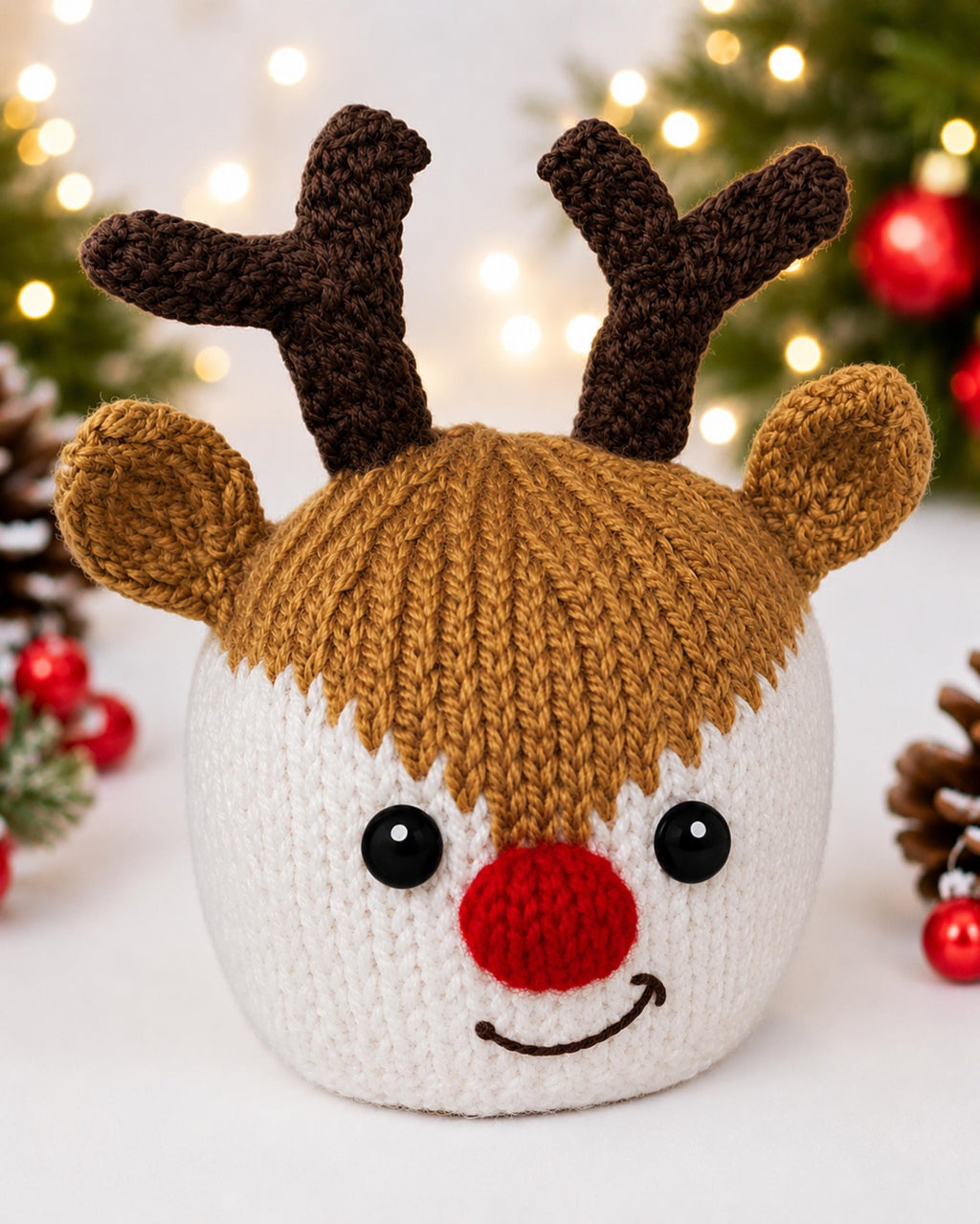 Reindeer Chocolate Orange Cover Knitting Pattern PDF Christmas Food Cozy DK 8ply Download