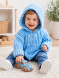 Easy Knit Baby Toddler Aran Jacket and Hat Knitting Pattern PDF Hood or Collar 0–3 Years