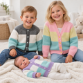 Striped Raglan Cardigan Knitting Pattern – Premature Baby to 8 Years – DK PDF
