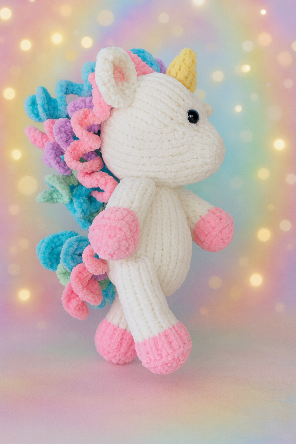 Easy Knit Cuddly Unicorn Toy Knitting Pattern PDF 36cm Chunky Chenille
