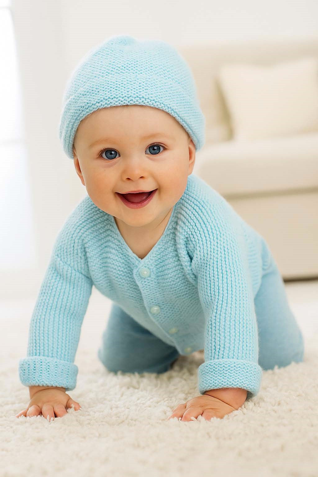 Easy Baby Cardigan & Beanie Hat Knitting Pattern PDF DK Garter Stitch Set 0 - 2 years
