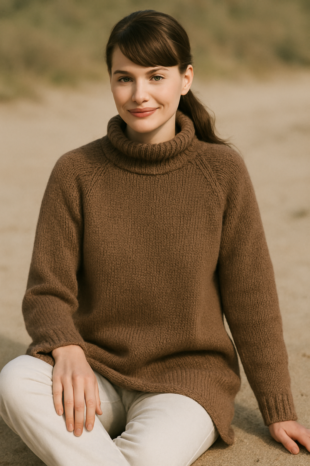 Women’s Loose Fit Polo Neck Tunic Knitting Pattern PDF Ladies Baggy Sweater DK