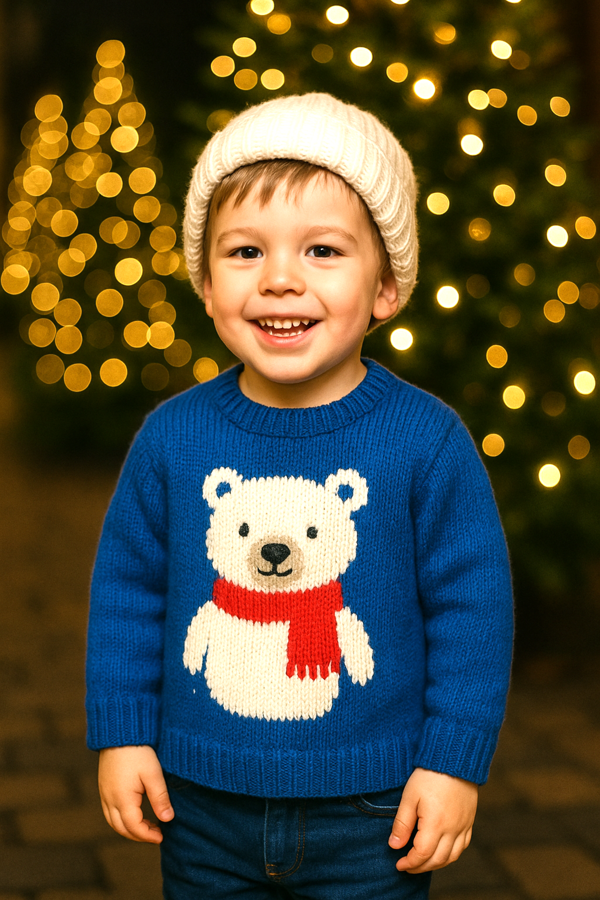 Baby Child Polar Bear Sweater Knitting Pattern PDF DK Christmas Jumper 3mths - 7 Years