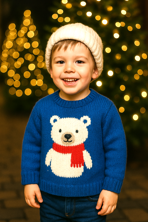 Baby Child Polar Bear Sweater Knitting Pattern PDF DK Christmas Jumper 3mths - 7 Years