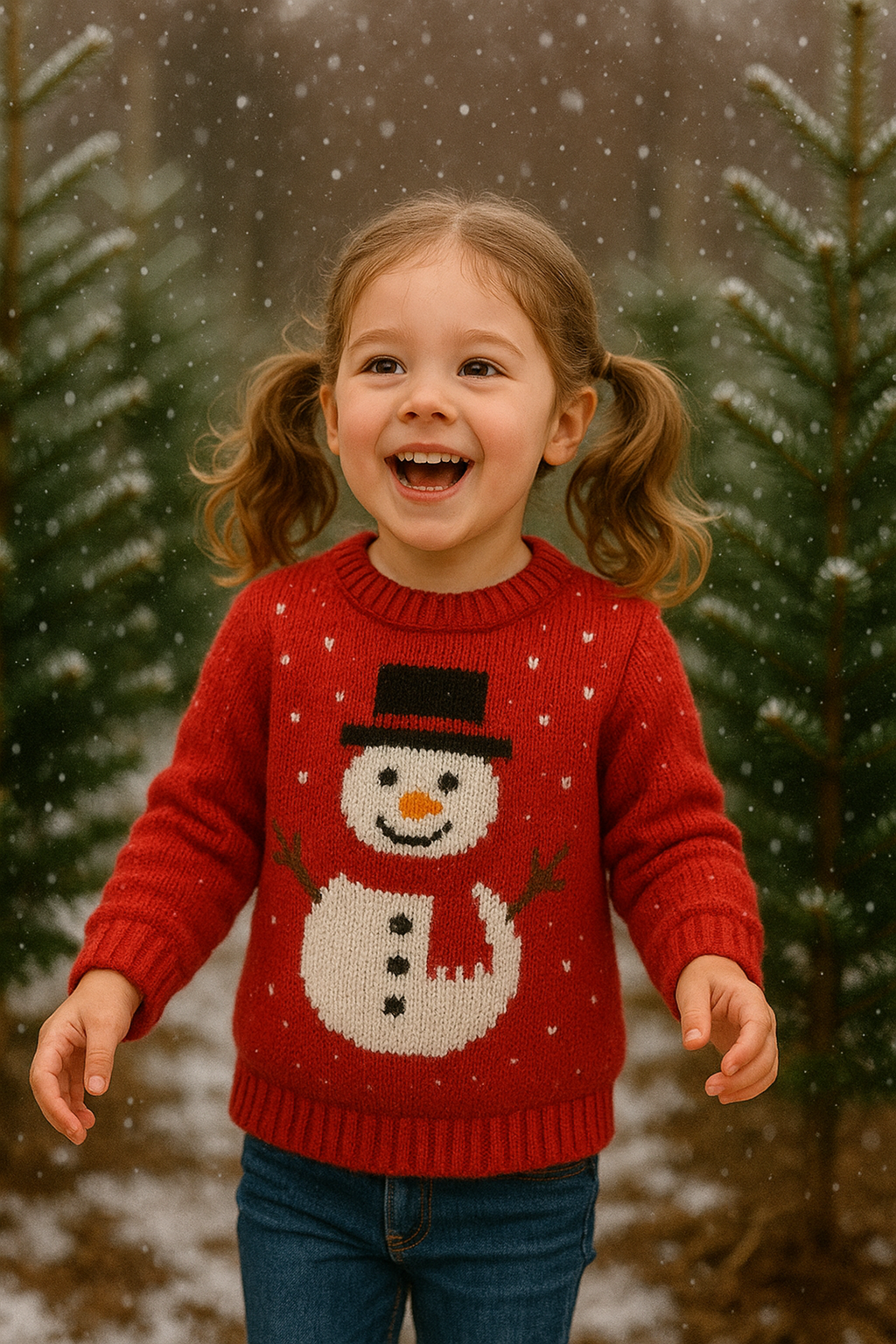 Family Snowman Christmas Sweater Knitting Pattern PDF Age 4 - Adult DK