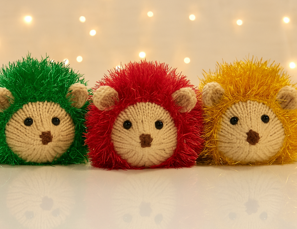 Hedgehog Chocolate Orange Cover Knitting Pattern PDF Quick Tinsel Yarn Food Cosy Gift