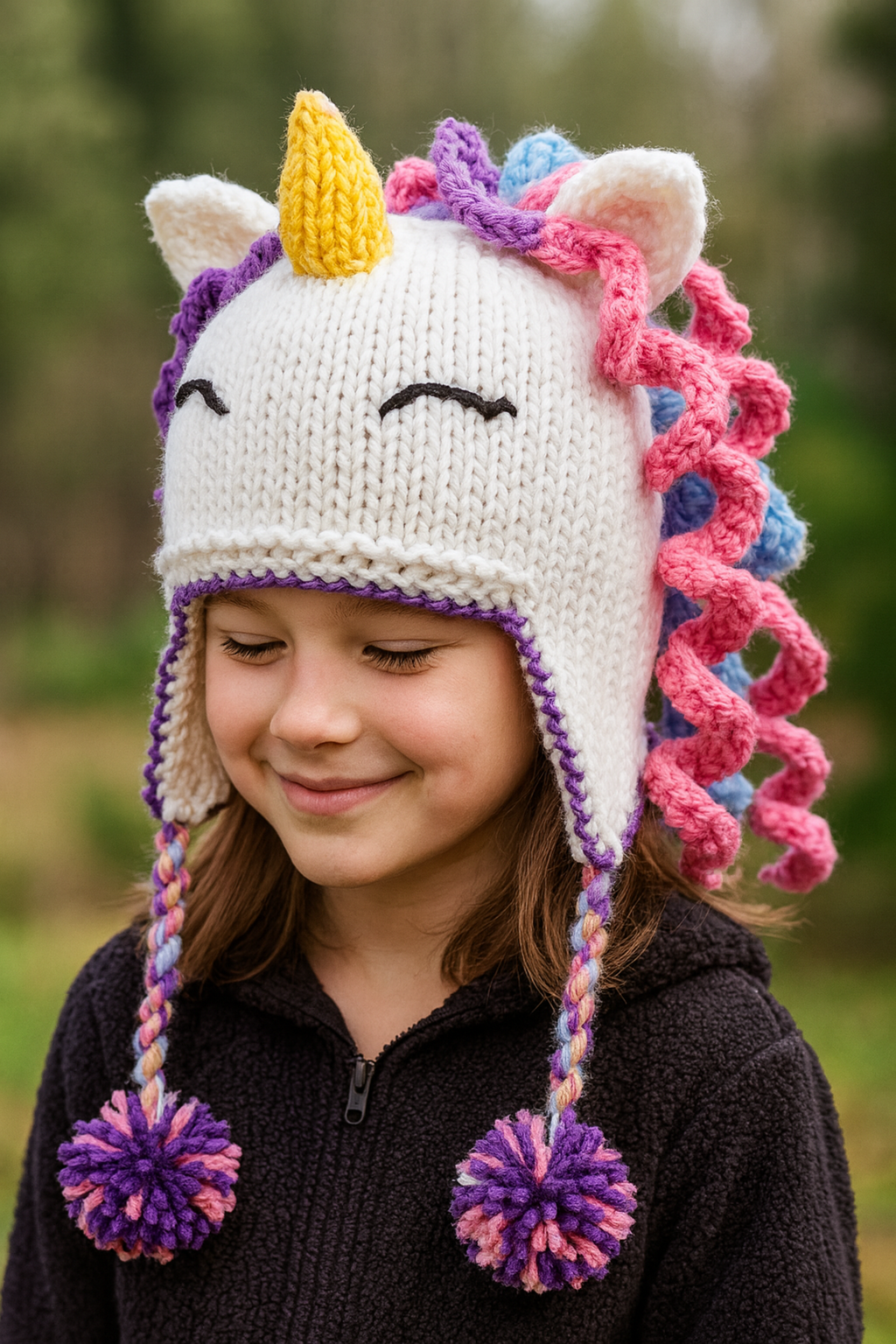 Unicorn Earflap Hat Knitting Pattern PDF Age 2 - Adult Chunky Novelty Knit