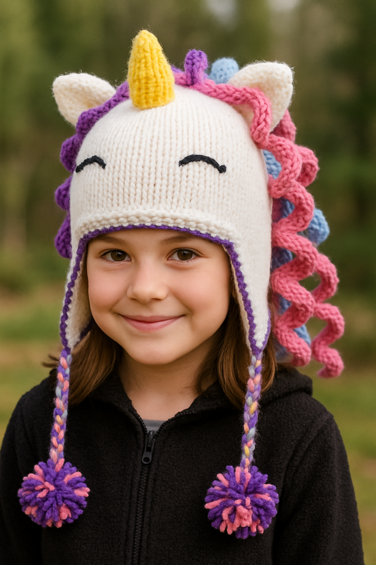 Unicorn Earflap Hat Knitting Pattern PDF Age 2 - Adult Chunky Novelty Knit