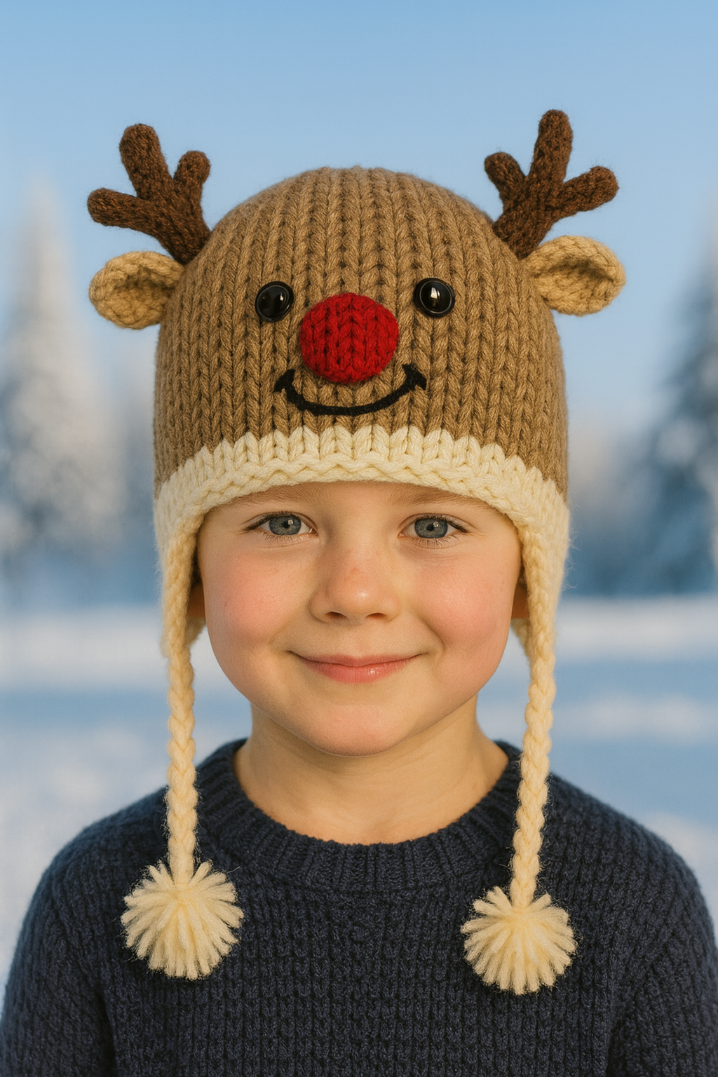 Chunky Reindeer Hat Knitting Pattern PDF Age 2 - Adult Novelty Christmas Helmet
