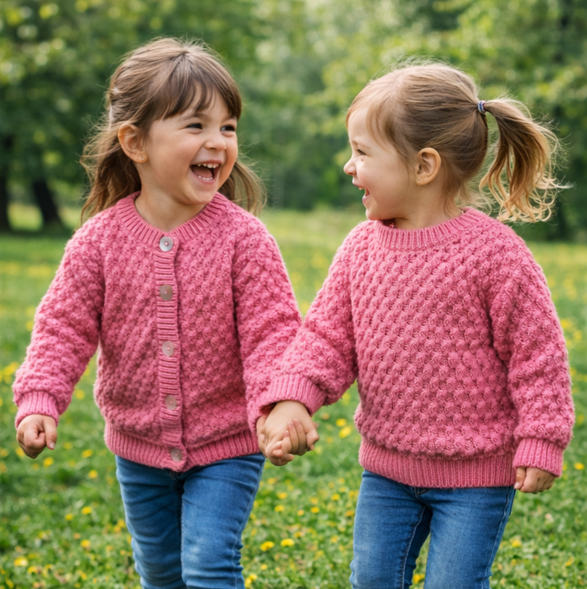 Baby Childs Leaf Stitch Cardigan and Sweater Knitting Pattern PDF DK Age 0–4 Years