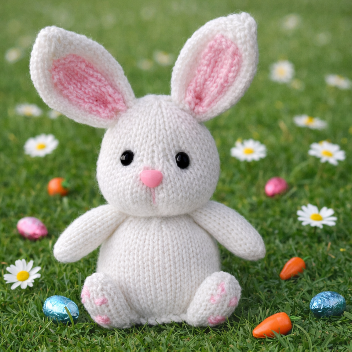 Easter Bunny Chocolate Orange Cover Knitting Pattern PDF Stuffed Rabbit Toy