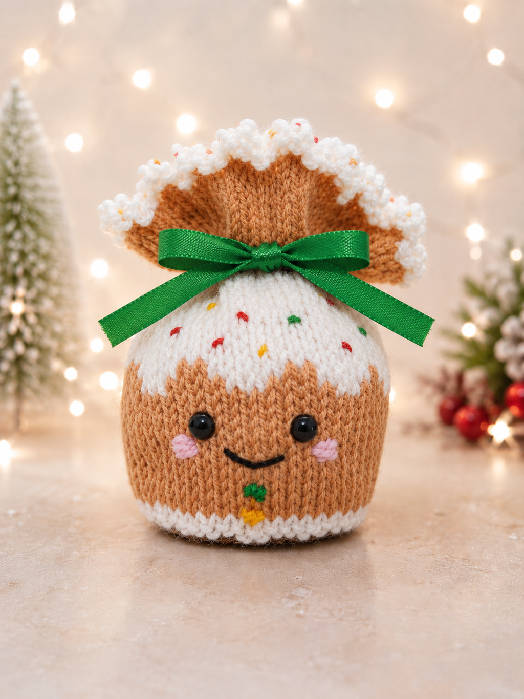 Gingerbread Man Chocolate Orange Cover Knitting Pattern PDF Christams Gift Bag DK
