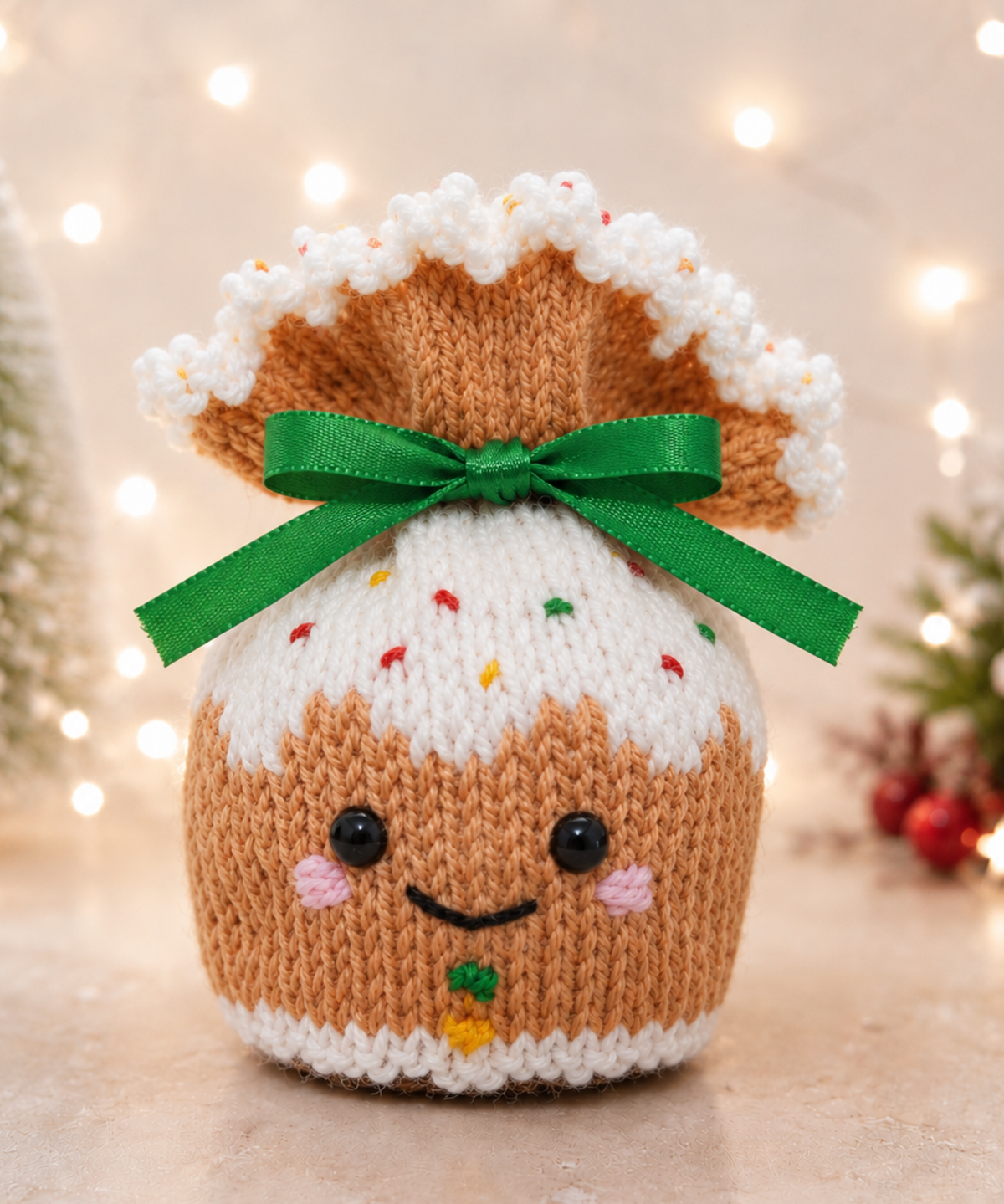 Gingerbread Man Chocolate Orange Cover Knitting Pattern PDF Christams Gift Bag DK