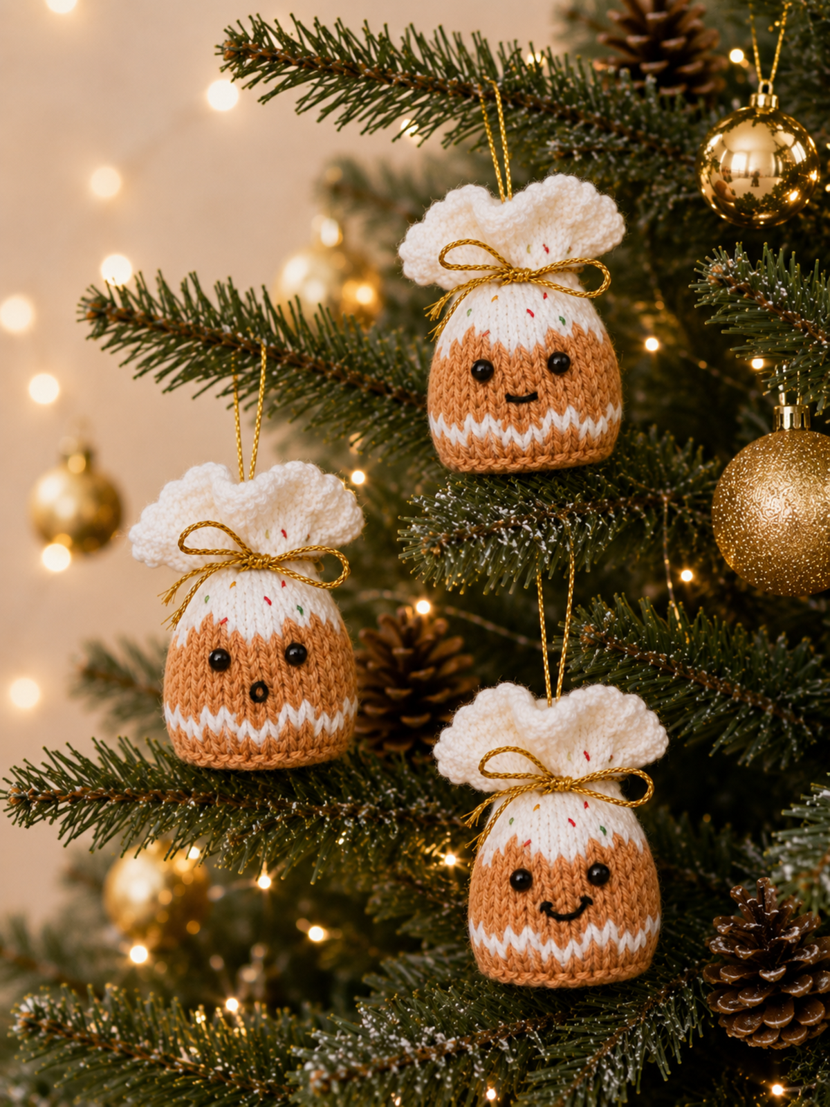 Gingerbread Man Ferrero Rocher Cover Knitting Pattern PDF Christmas Tree Decoration