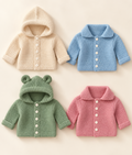 Easy Knit Garter Stitch Hooded Jacket Knitting Pattern PDF Bear Ears Cardigan Baby DK