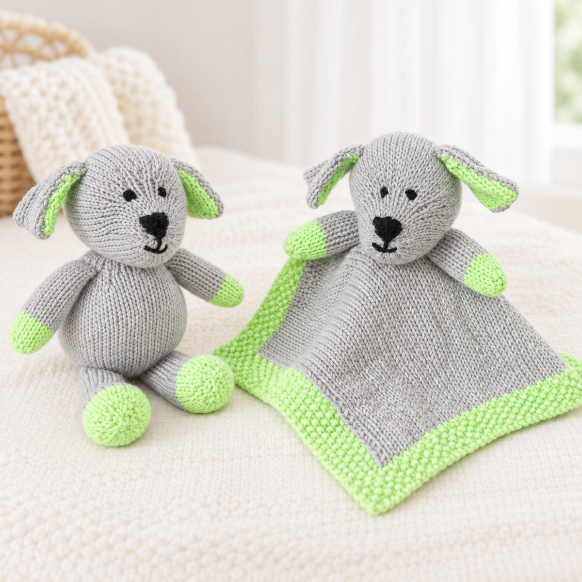 Puppy Toy & Baby Comforter Blanket Knitting Pattern PDF Easy Knit DK