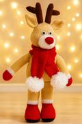 Red Nosed Rudolph Reindeer Knitting Pattern PDF Christmas Toy  DK 40cm