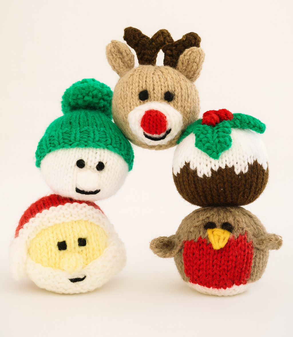 Christmas Tree Decorations Knitting Pattern PDF 5 Festive Ornaments Baubles
