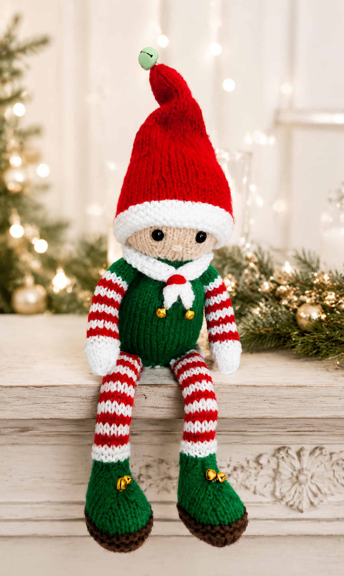 Shelf Sitter Christmas Elf Chocolate Orange Cover Knitting Pattern PDF DK Festive Decoration