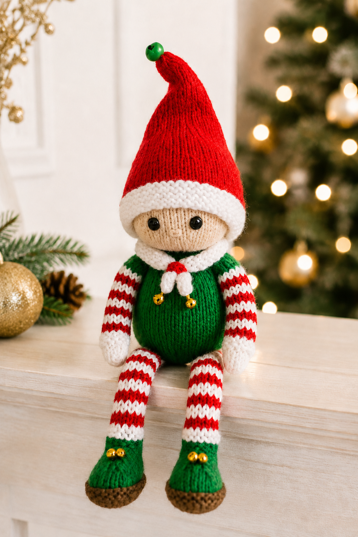 Shelf Sitter Christmas Elf Chocolate Orange Cover Knitting Pattern PDF DK Festive Decoration