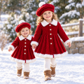 Girls Fur Trim Coat & Beret Hat KNITTING PATTERN Chunky Christmas Jacket Age 0-7