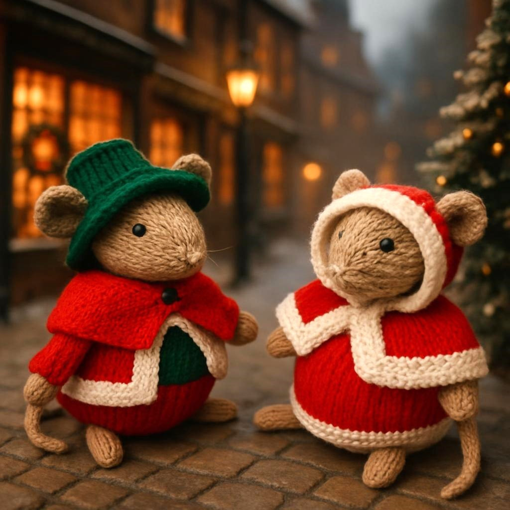 Dickensian Christmas Mice Chocolate Orange Cover Knitting Pattern PDF Decoration DK