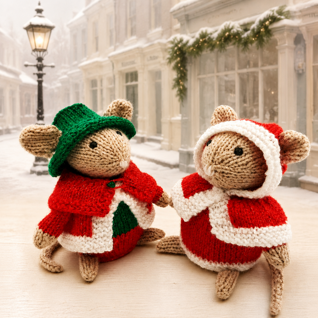 Dickensian Christmas Mice Chocolate Orange Cover Knitting Pattern PDF Decoration DK