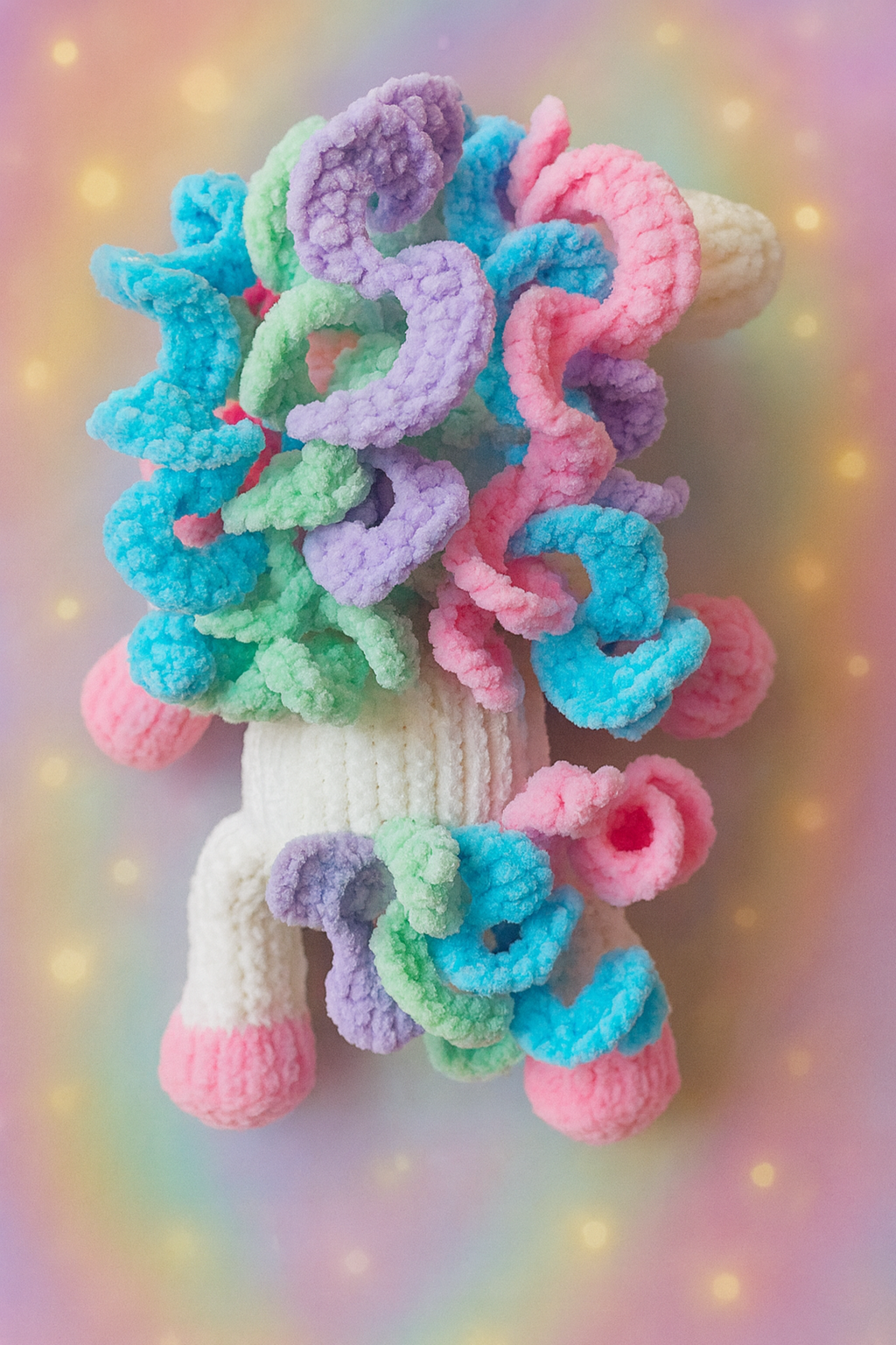 Easy Knit Cuddly Unicorn Toy Knitting Pattern PDF 36cm Chunky Chenille