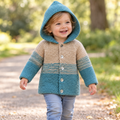 Easy Knit Ombre Hooded Jacket Knitting Pattern PDF 4 Ply Age 0 - 4 years