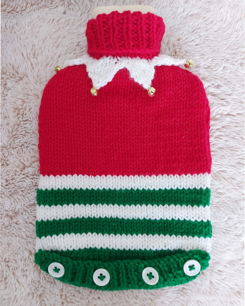 Christmas Elf Knitting Pattern PDF 2 Litre Hot Water Bottle Cover 25cm Toy