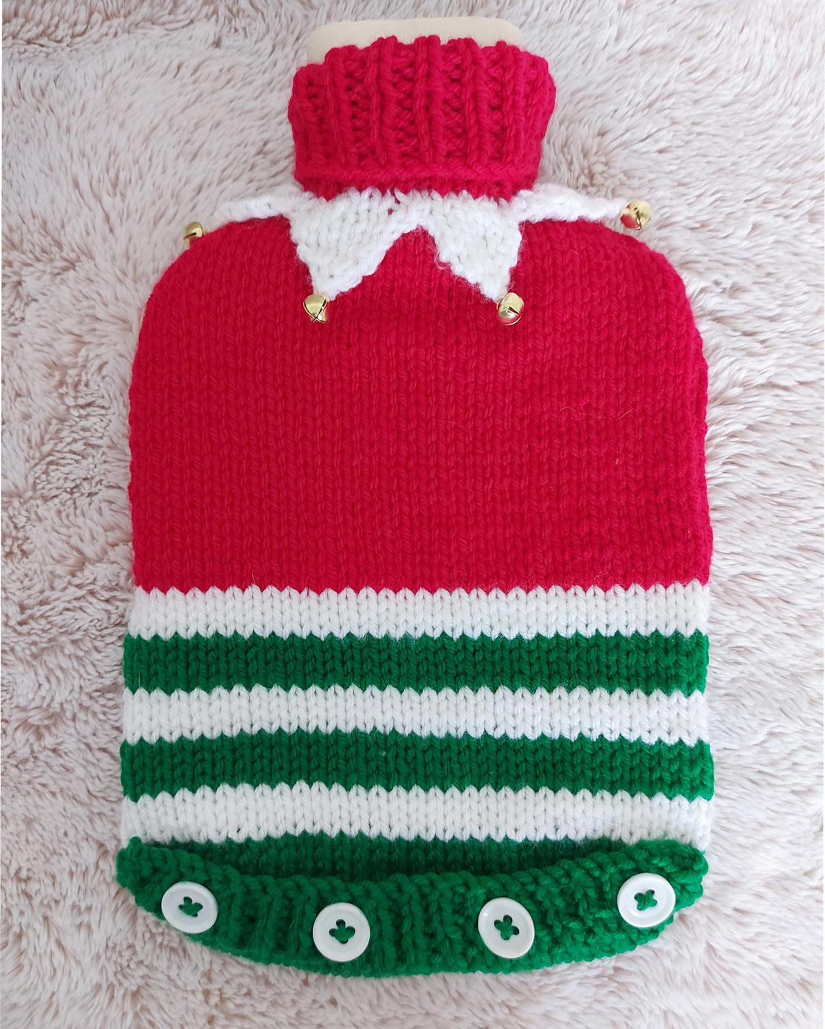 Christmas Elf Knitting Pattern PDF 2 Litre Hot Water Bottle Cover 25cm Toy