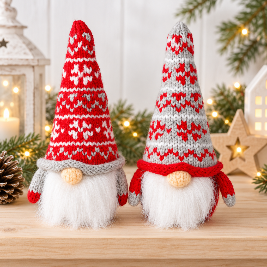 Scandinavian Gonk Chocolate Orange Cover Knitting Pattern PDF Christmas Fair Isle Gnome