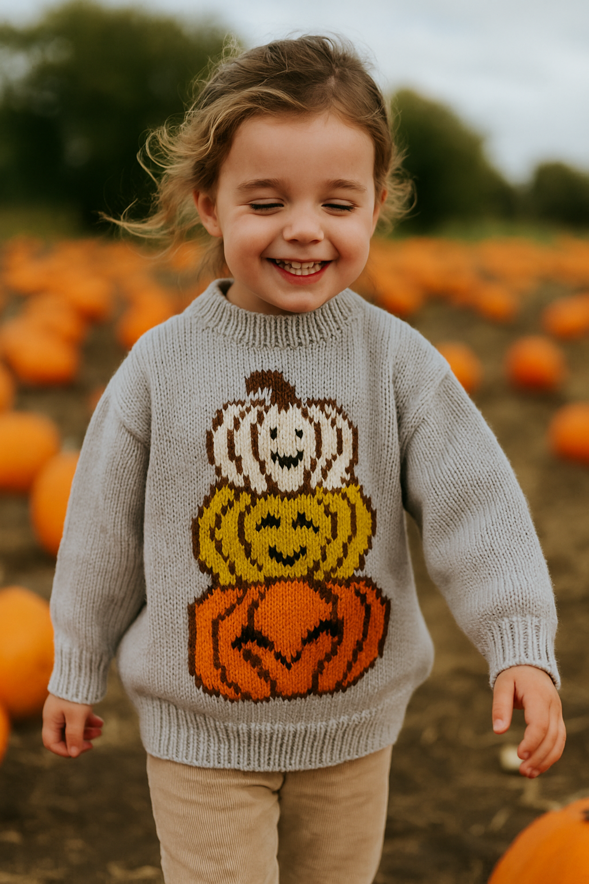 Children’s Pumpkin Sweater Knitting Pattern PDF Halloween Jumper DK Age 3mths - 7 years