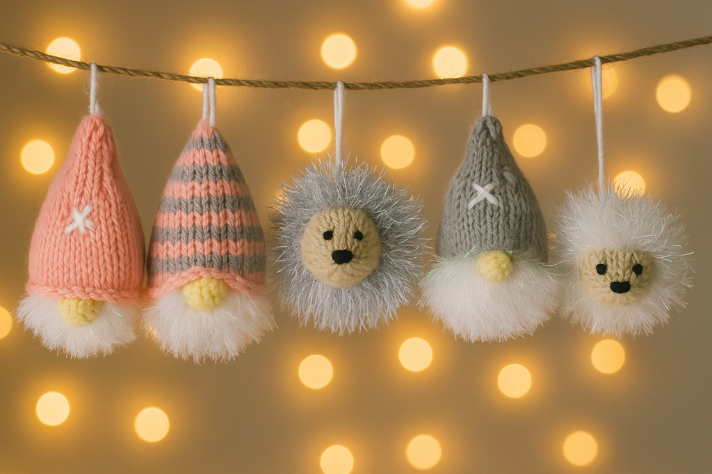 Gonk & Hedgehog Christmas Tree Decorations Knitting Pattern PDF BB093