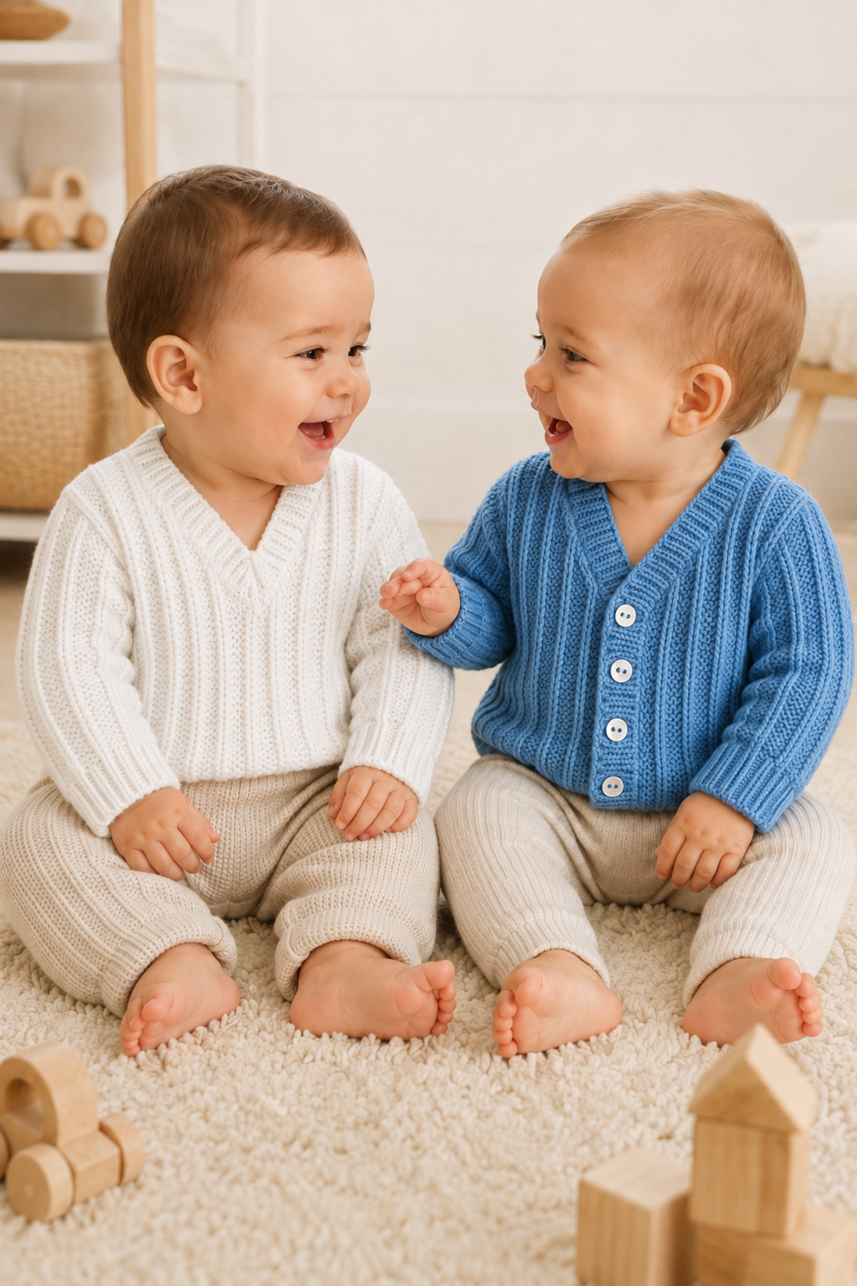Easy Knit Slipped Rib Cardigan & Sweater Knitting Pattern PDF DK Age 0 - 2 years