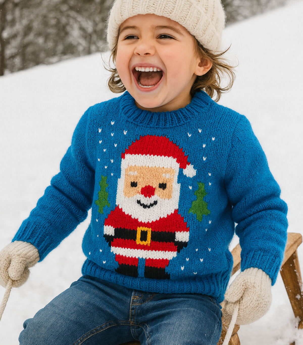Santa Sweater Knitting Pattern PDF Childs Father Christmas Jumper DK Age 3mths - 7 years