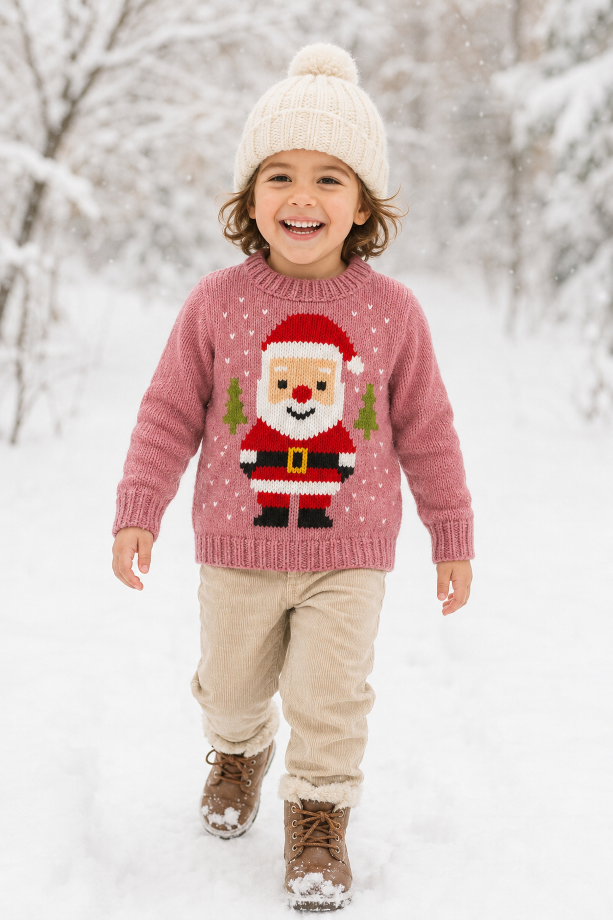 Santa Sweater Knitting Pattern PDF Childs Father Christmas Jumper DK Age 3mths - 7 years