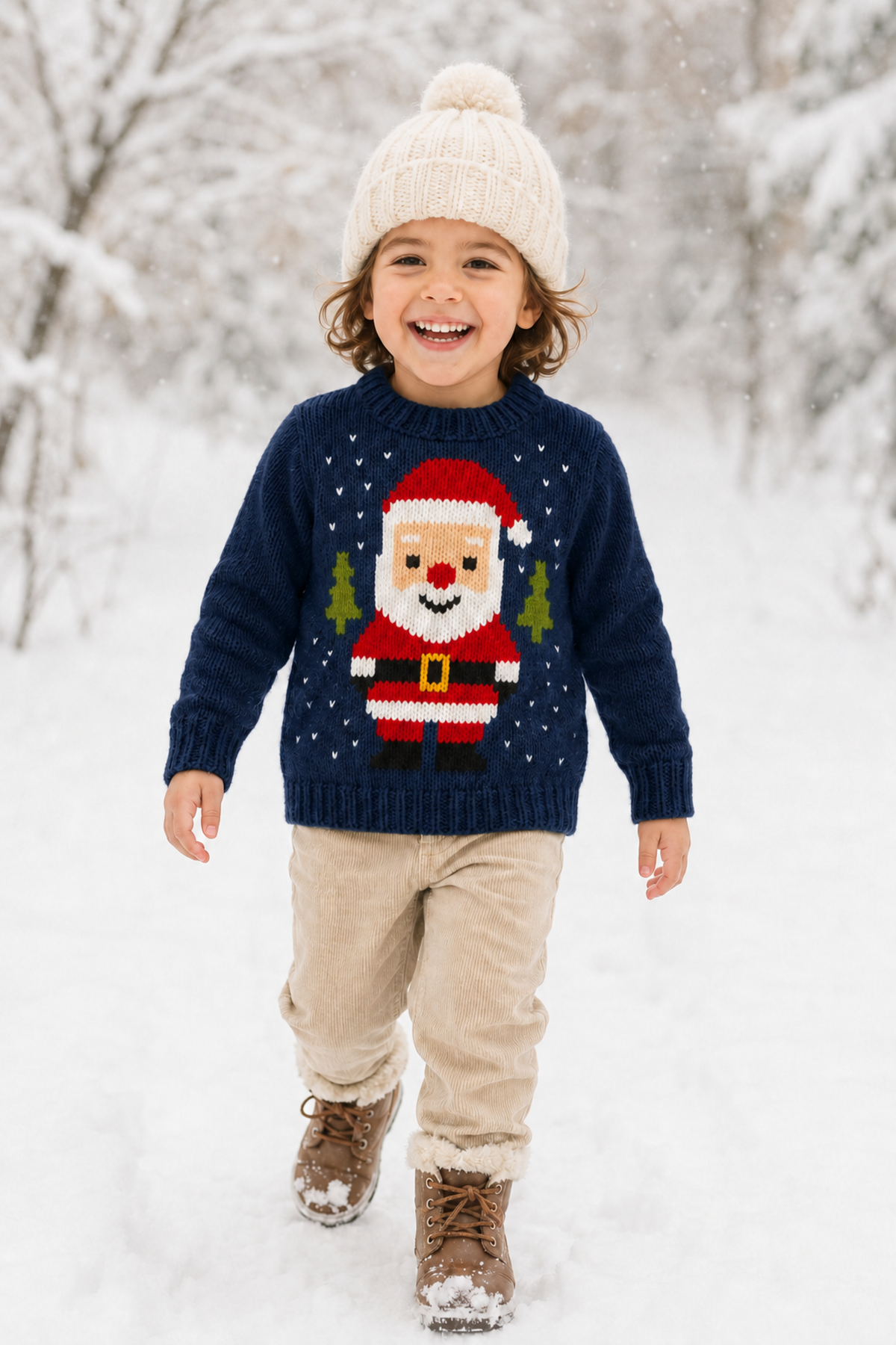Santa Sweater Knitting Pattern PDF Childs Father Christmas Jumper DK Age 3mths - 7 years