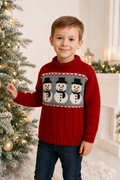 Childs Snowman Christmas Sweater Knitting Pattern PDF Cable Tunic Jumper Age 6m - 10yr