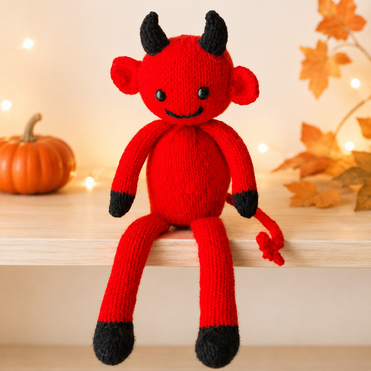 Little Devil Chocolate Orange Cover Knitting Pattern PDF Halloween Shelf Sitter DK