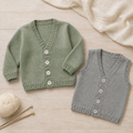 Eay Knit Boys Plain Waistcoat & Cardigan Knitting Pattern PDF DK Age 0 - 7 yrs