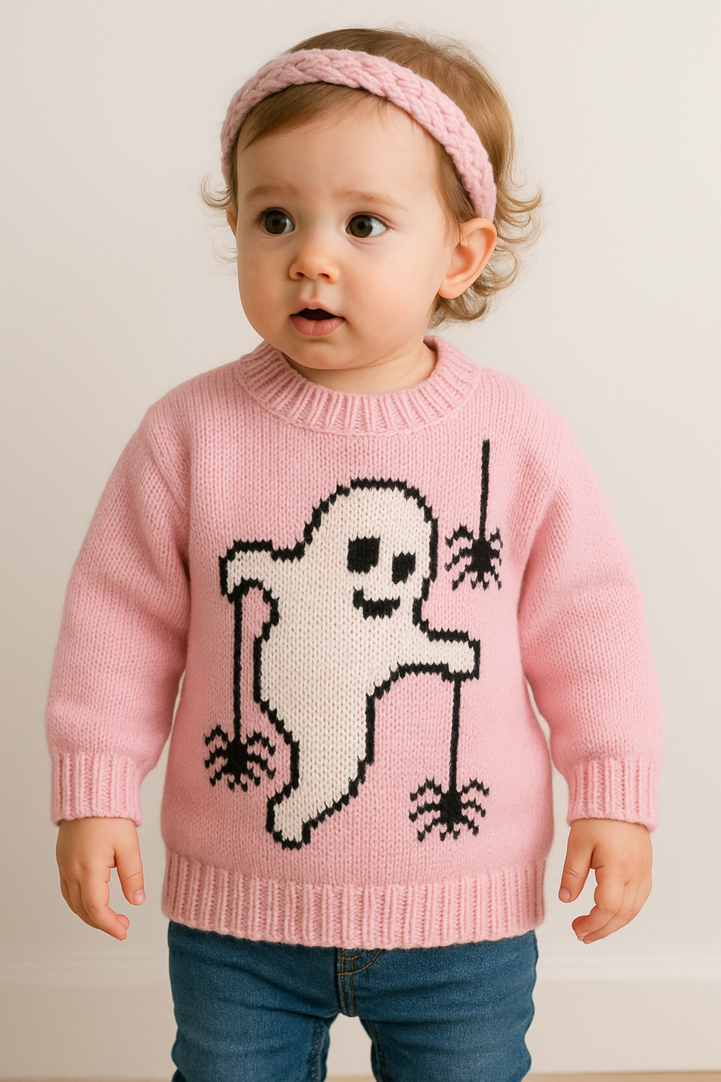 Ghost Sweater Knitting Pattern PDF Baby & Childs DK Halloween Jumper 3mths - 6 years