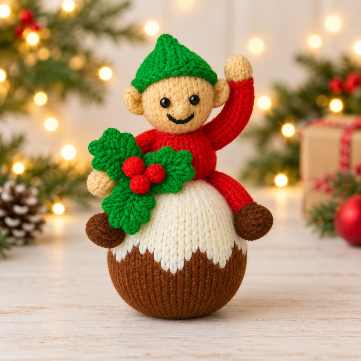 Cheeky Elf Christmas Pudding Chocolate Orange Cover Knitting Pattern PDF DK