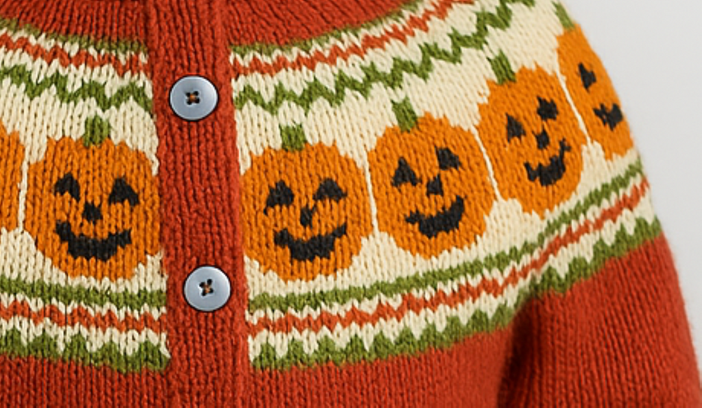 Pumpkin Yoked Cardigan Knitting Pattern PDF Ages 1–5 Years  DK Halloween